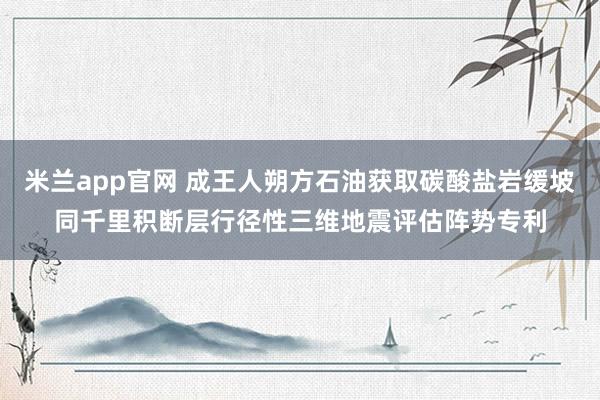 米兰app官网 成王人朔方石油获取碳酸盐岩缓坡同千里积断层行径性三维地震评估阵势专利