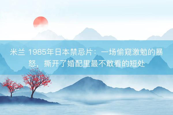 米兰 1985年日本禁忌片：一场偷窥激勉的暴怒，撕开了婚配里最不敢看的短处